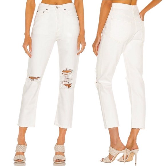 Agolde Denim - Agolde Riley High Rise Straight Crop Jeans in Veil Vintage White Women’s Size 29